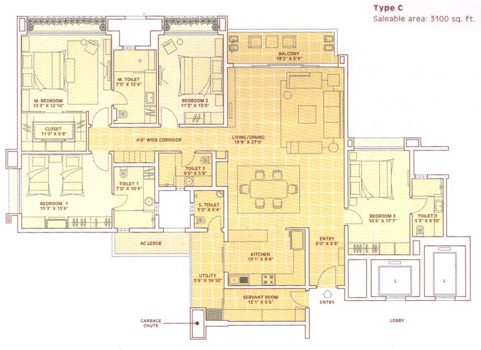 564-FP Four bedroom Unit in Raheja Pebble Bay