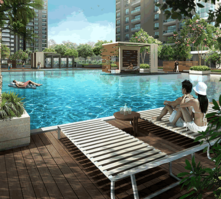 pbay pool swimming pool area of Raheja Pebble Bay
